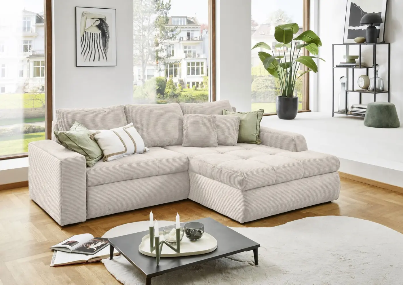 Wohnlandschaft Luno Cord sandgrau
