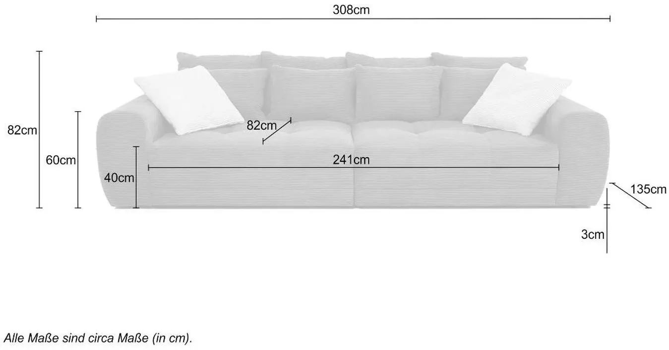 Big Sofa Janni Cord grau