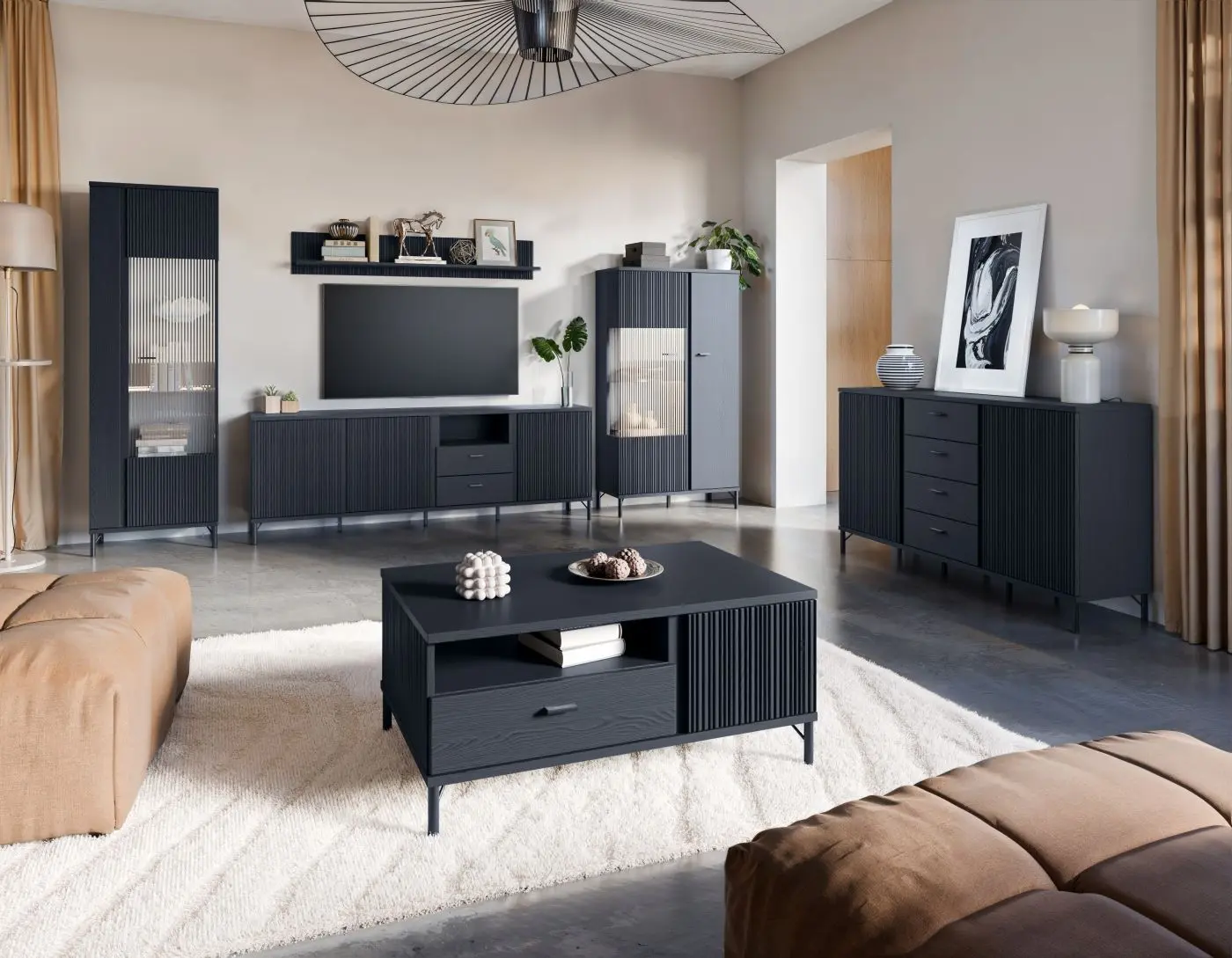 Highboard Lusaka in Schwarz
