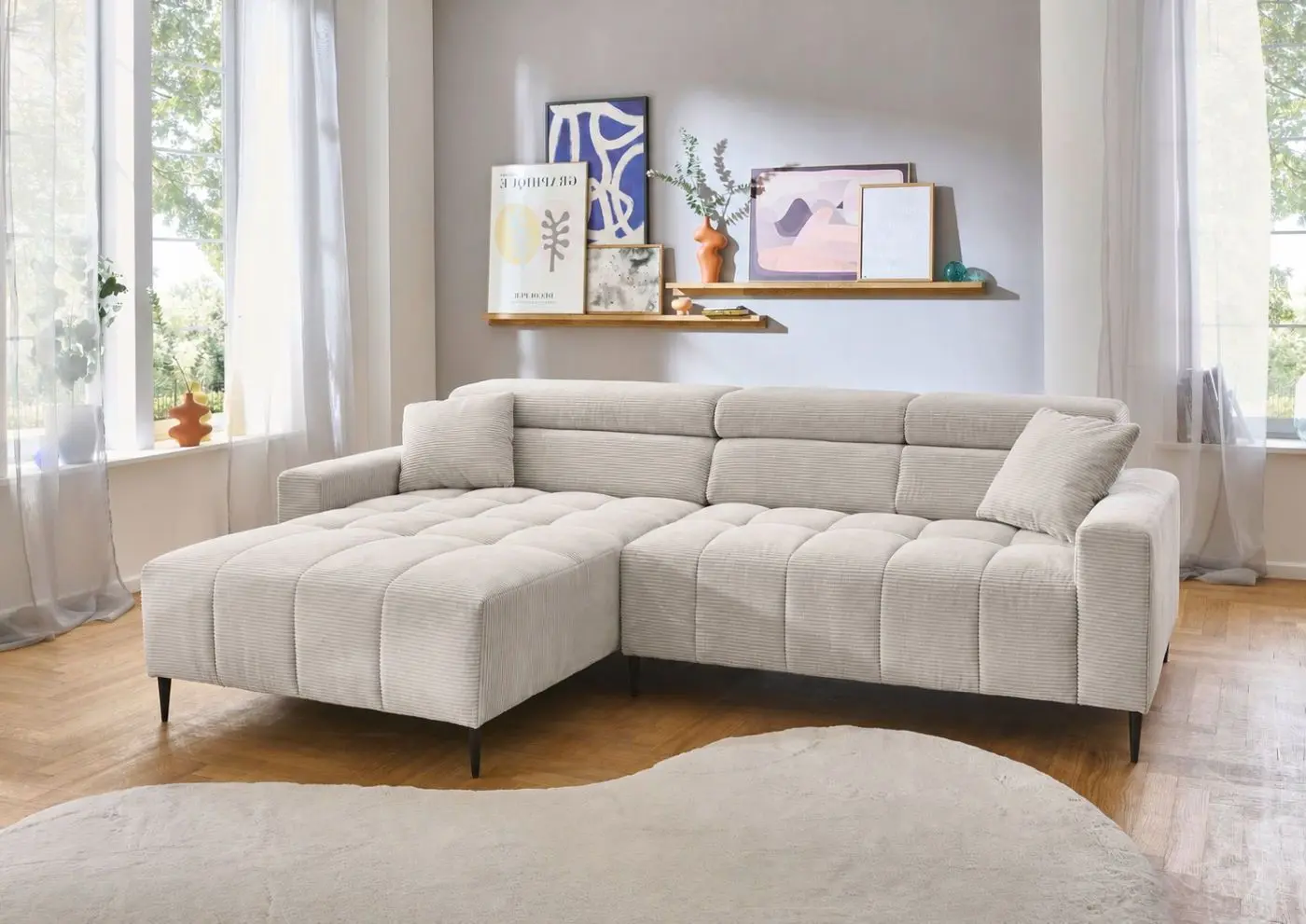 Wohnlandschaft Simple Cord sandgrau