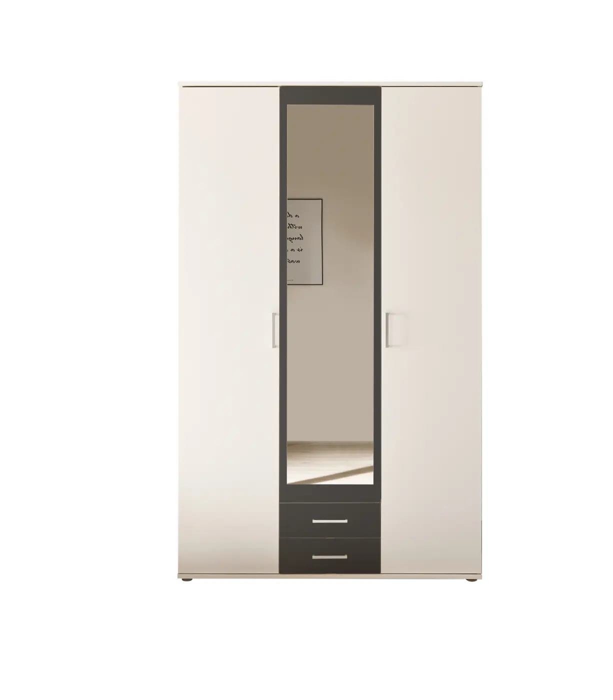Kleiderschrank Hanau 3-türig weiß/graphit