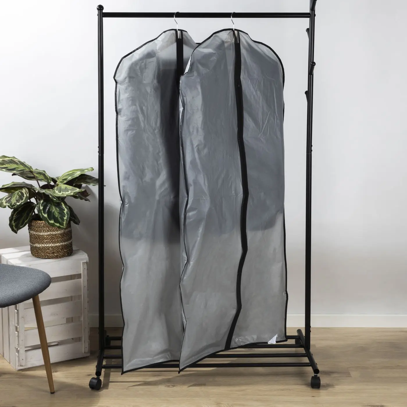 Kleidersack 2er-Set 60 x 137 cm grau