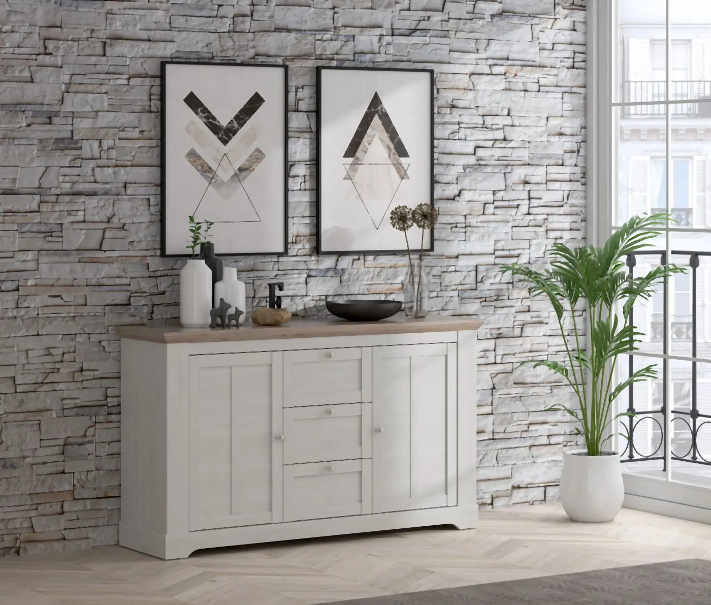 Sideboard Iloppa Schnee Eiche