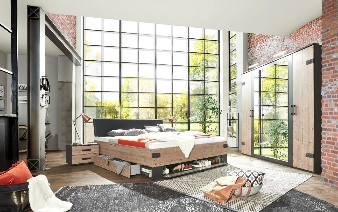 Bett Stockholm 180 x 200 cm Silber Fir/graphit