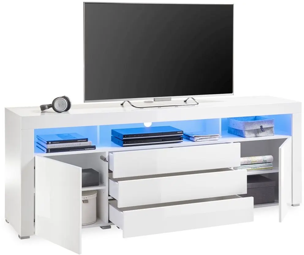 TV-Lowboard weiß inkl. Beleuchtung