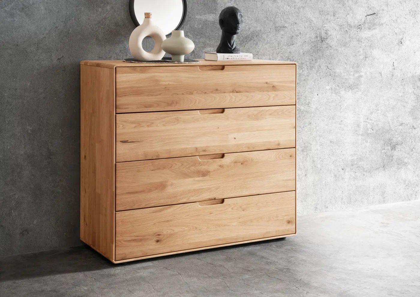 Kommode KM-0663 Wildeiche massiv 4 Schubkästen