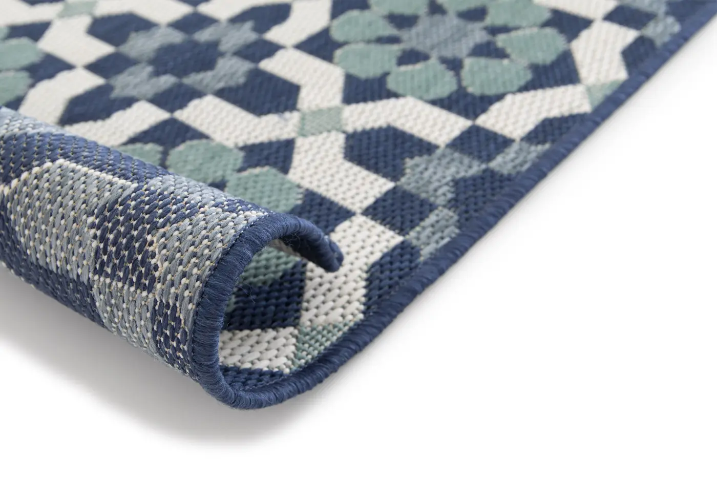 Küchenläufer Star 80 x 200 cm weiß, blau