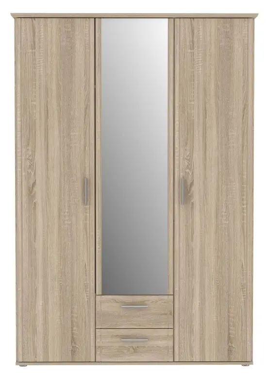 Kleiderschrank Gloria 3-türig Bianco Eiche 