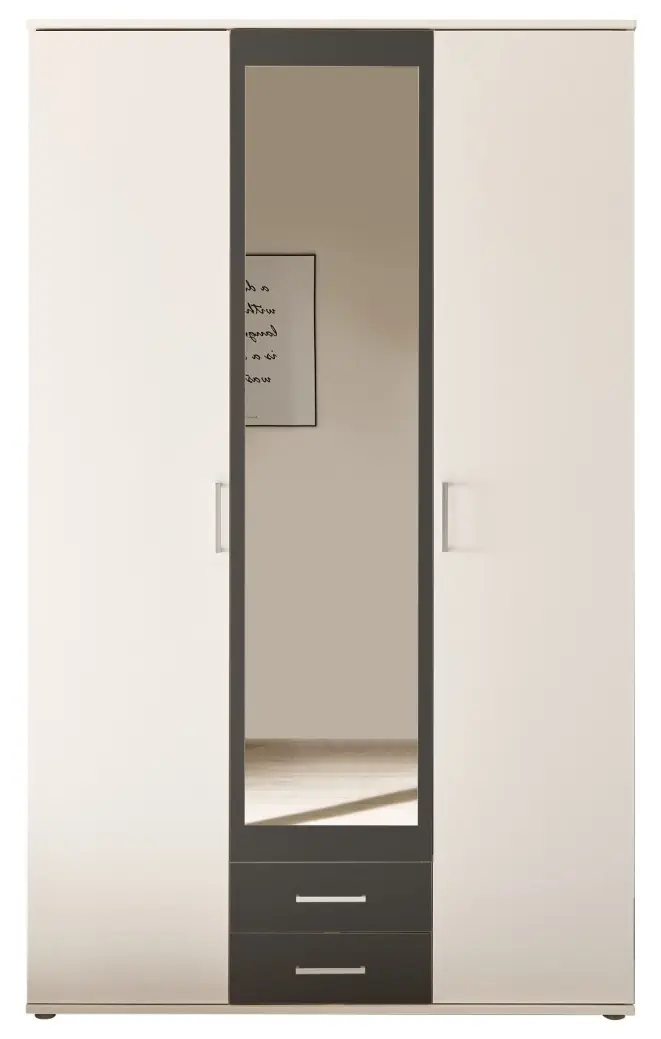 Kleiderschrank Hanau 3-türig weiß/graphit
