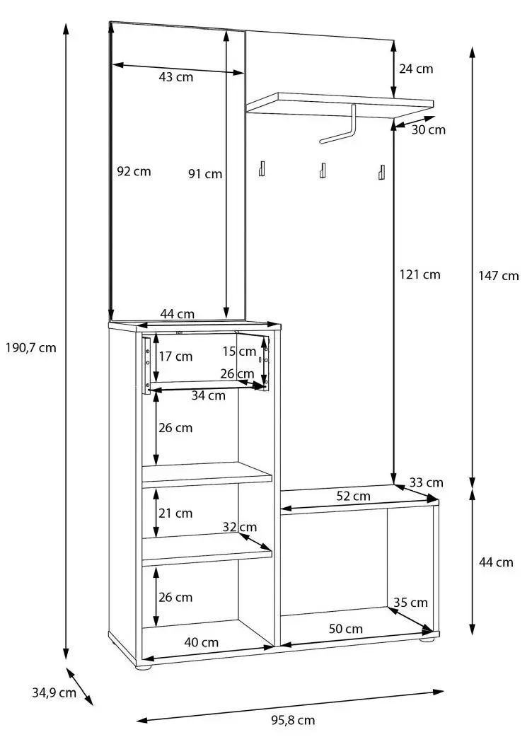 Kompaktgarderobe Kendray Mauvella Eiche/sand