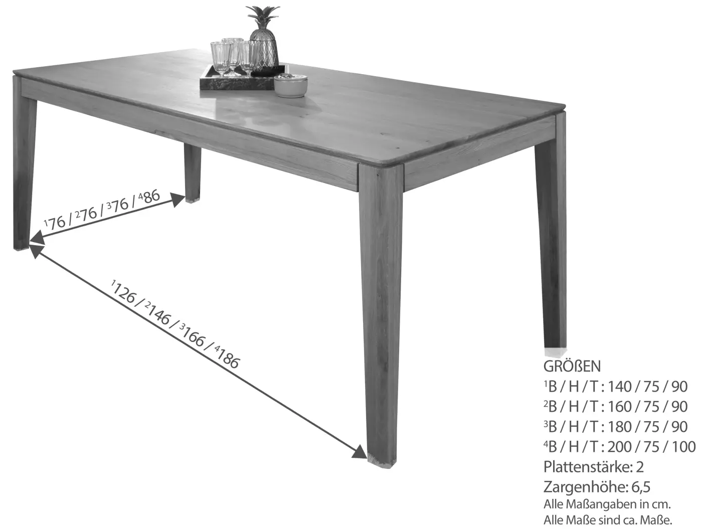 Esstisch TI-0669 180 x 90 cm