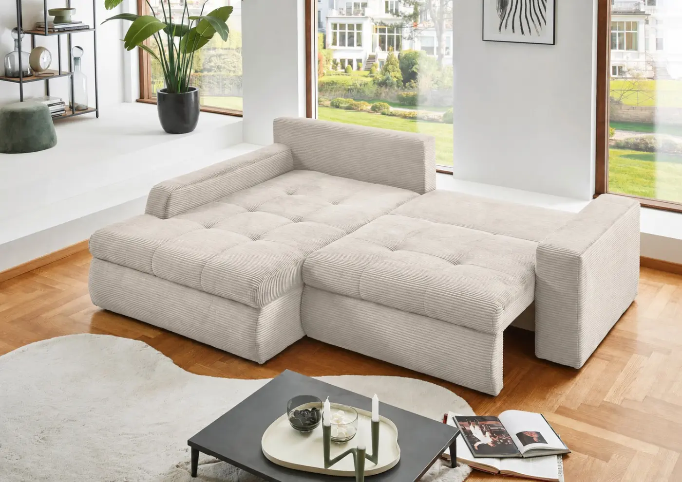 Wohnlandschaft Luno Cord sandgrau