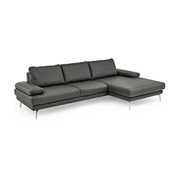 Ecksofa aus Leder in schwarz