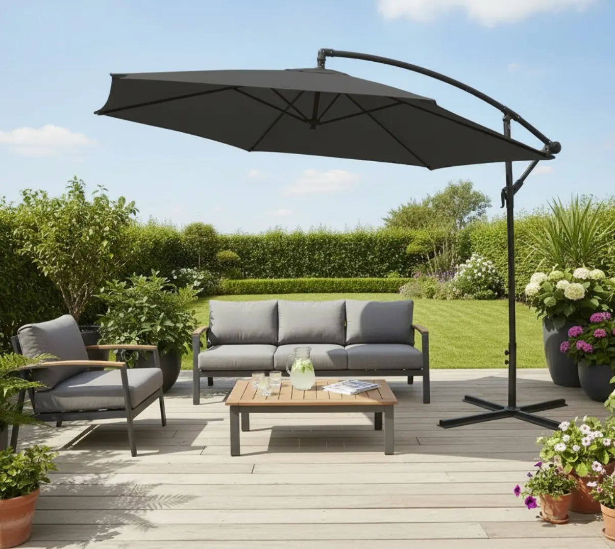 Ampel-Sonnenschirm 300 cm anthrazit