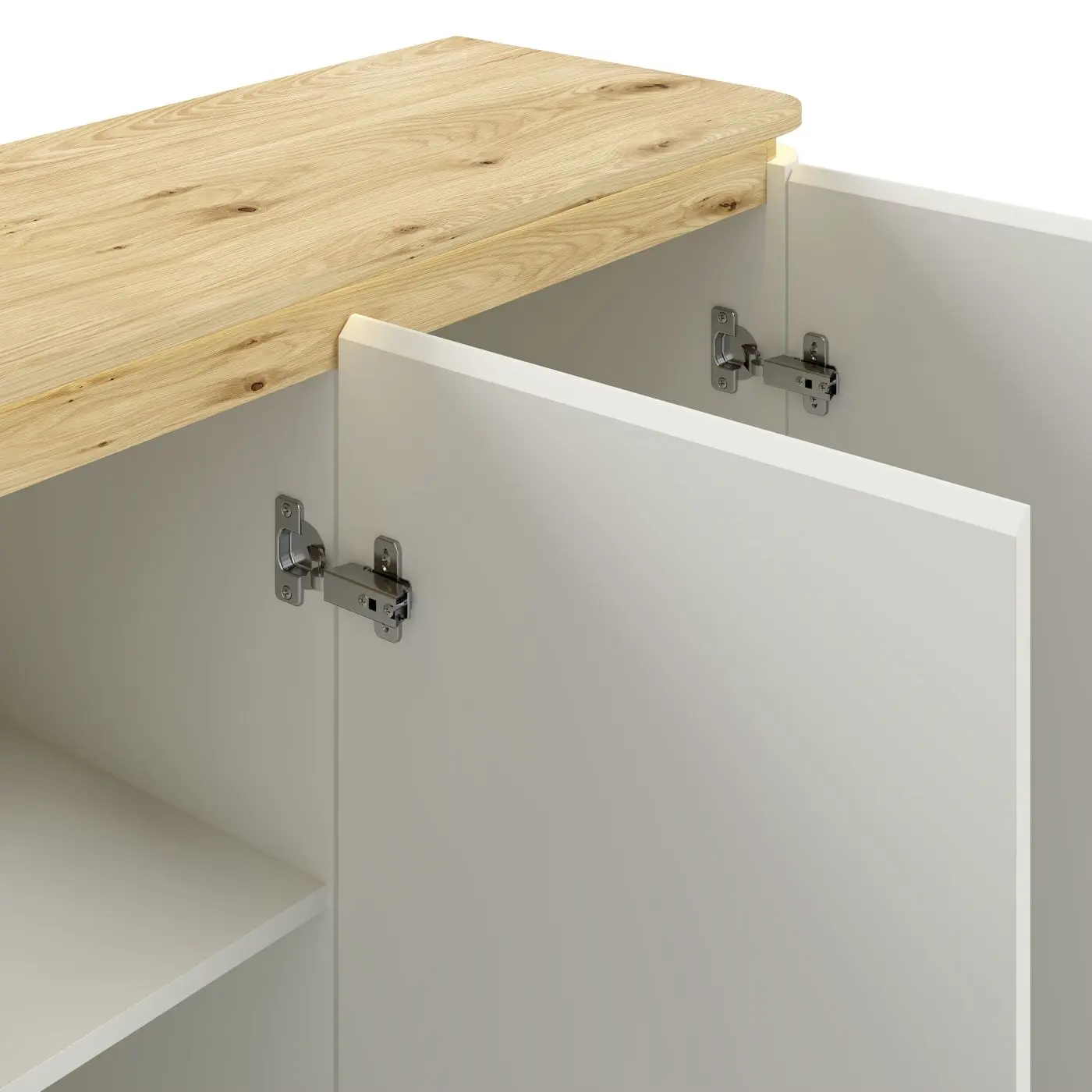 Sideboard Namur weiß matt/Eiche hell mit Beleuchtung