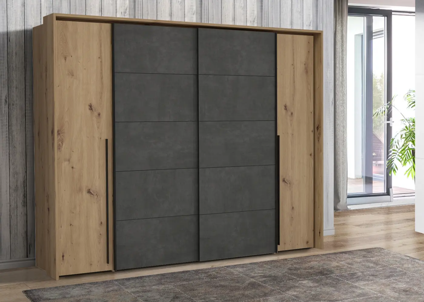 Dreh-Schwebetürenschrank Narago 4-türig 