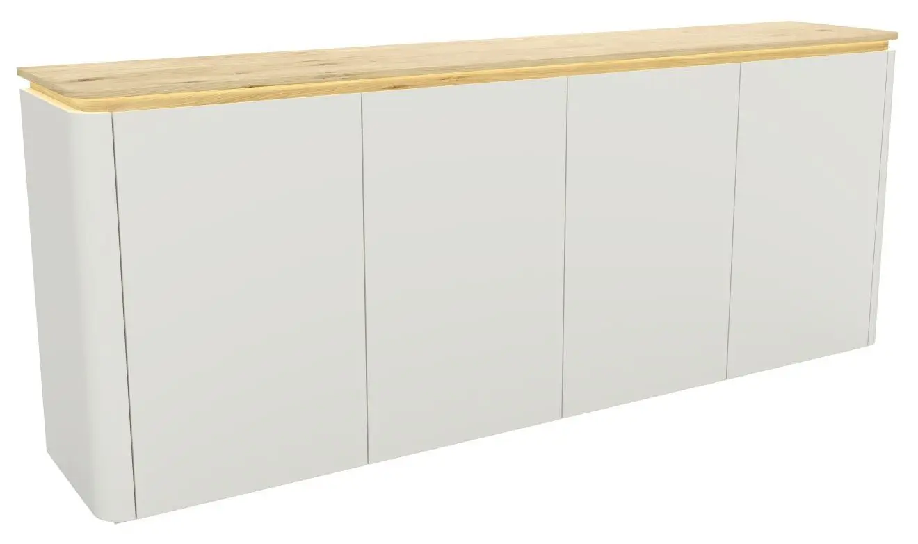 Sideboard Namur weiß matt/Eiche hell mit Beleuchtung