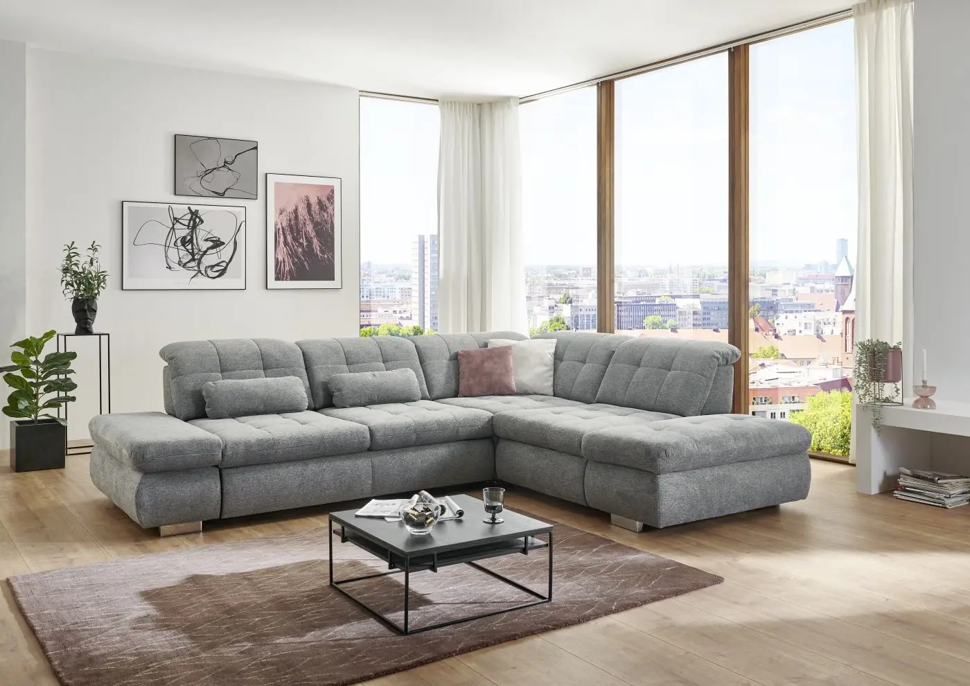 Wohnlandschaft couchliebe. LS760719 grau mit Zusatzfunktionen