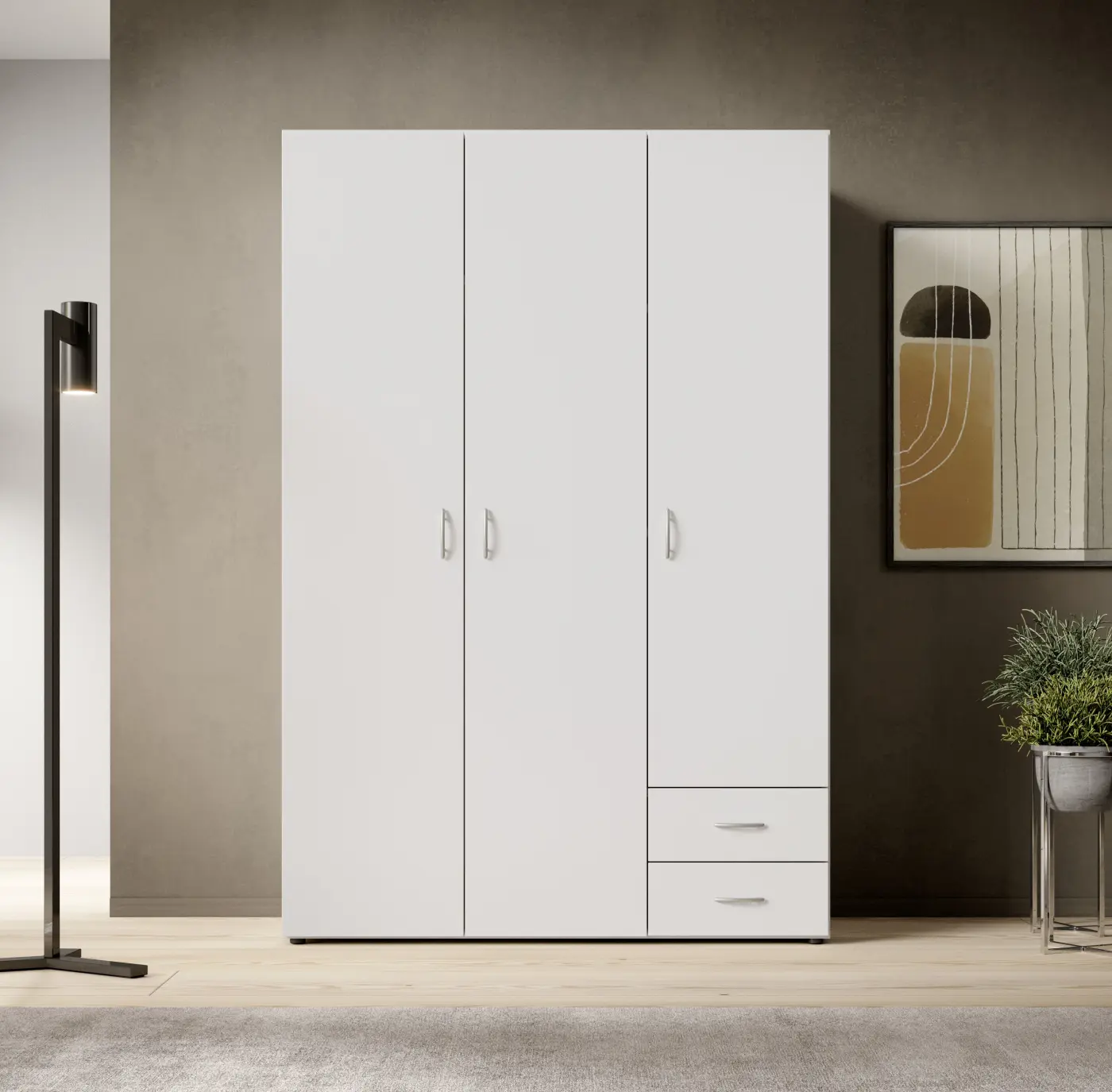 Drehtürenschrank Base 3-türig weiß