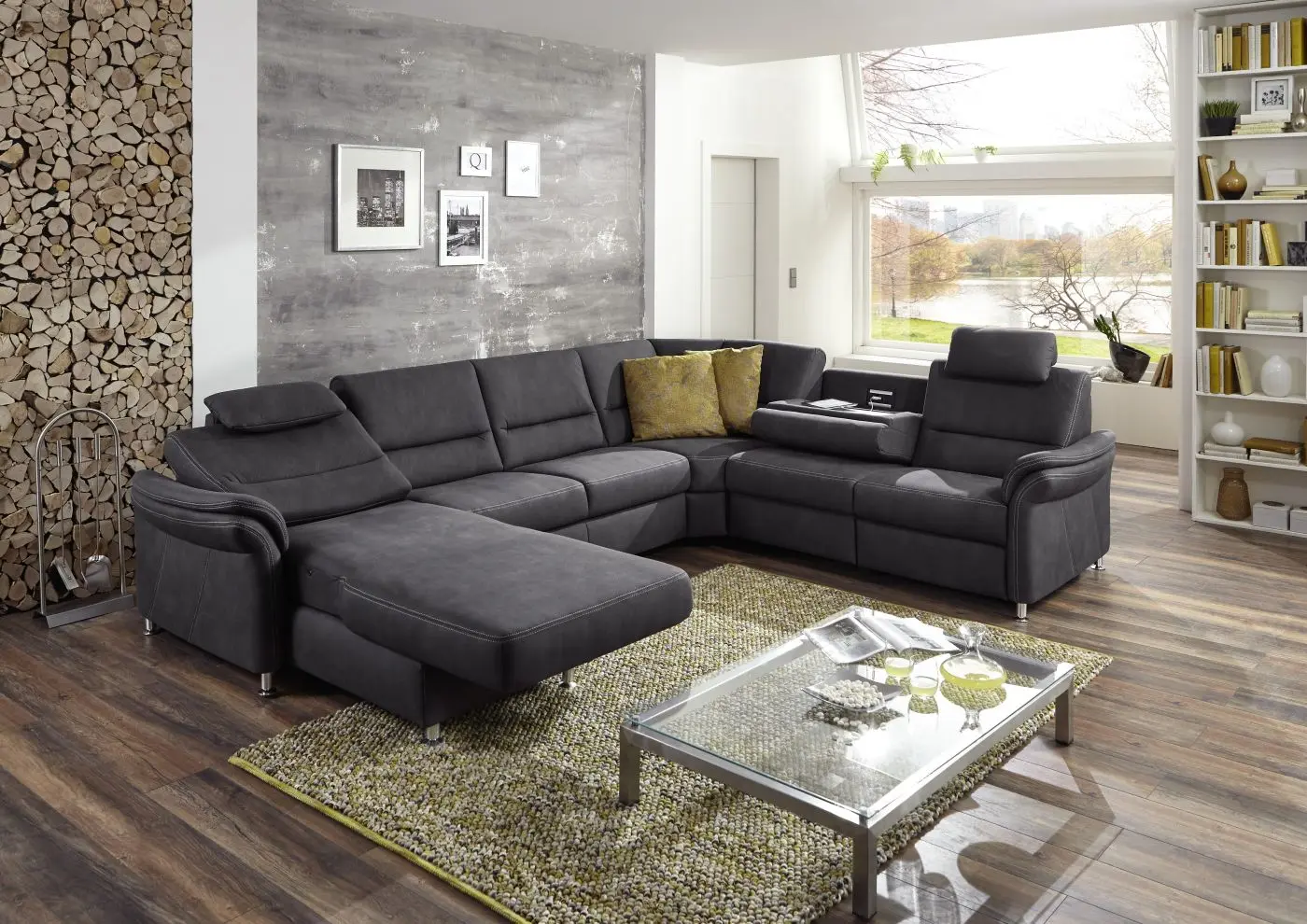 Wohnlandschaft couchliebe. LS672117 grau mit Zusatzfunktionen