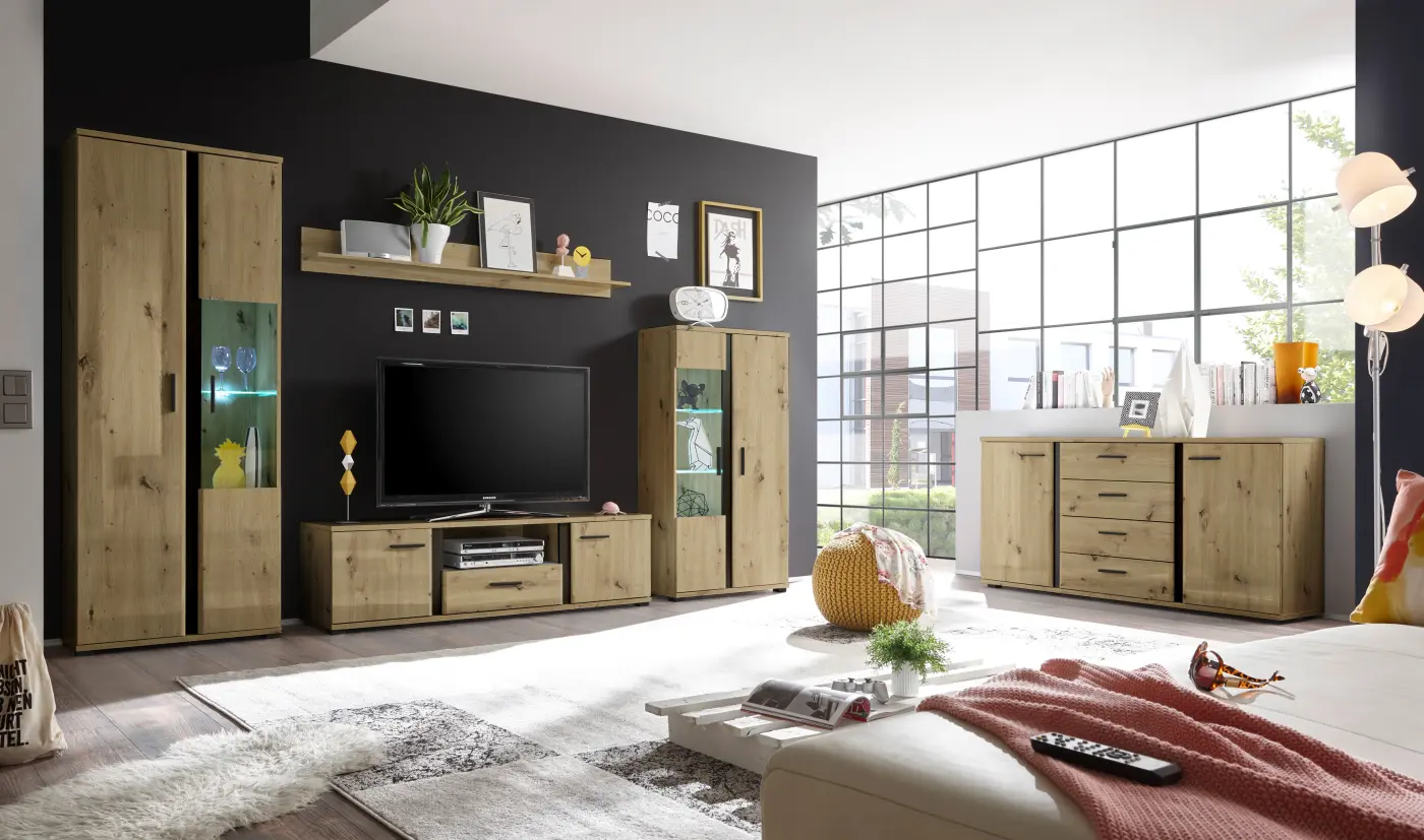 Sideboard Kanada Artisan Eiche NB/schwarz