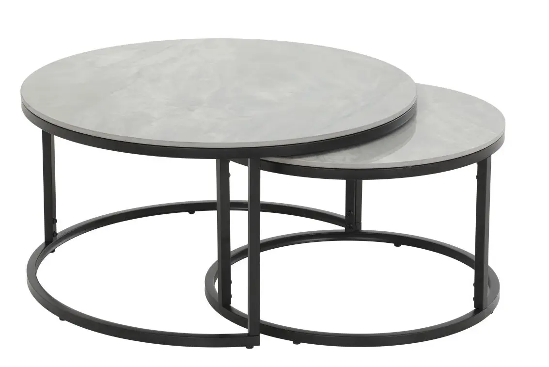 2er Set Couchtisch Luis Marmor-Optik 