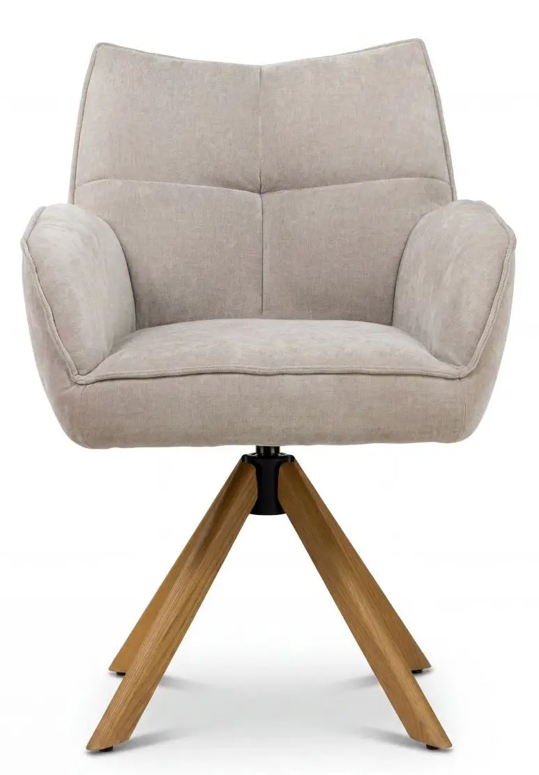 Armlehnstuhl Paxos beige Massivholzgestell drehbar