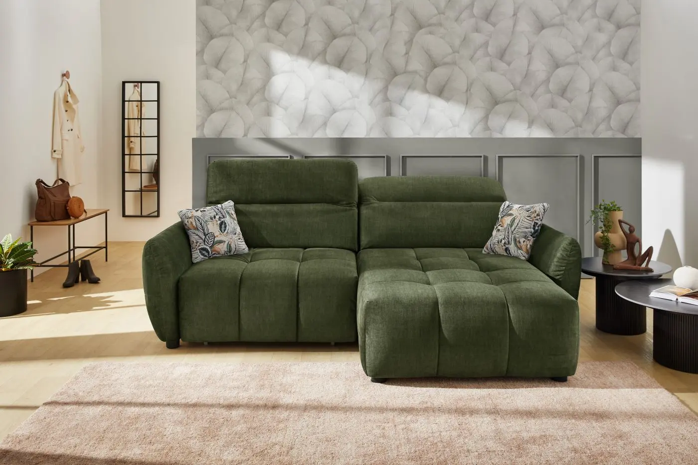 Wohnlandschaft Zoom velourartig dunkelgrün