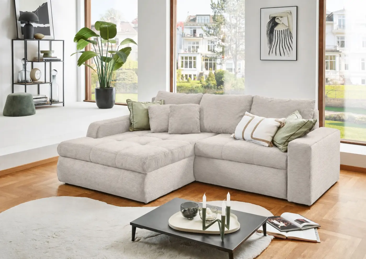 Wohnlandschaft Luno Cord sandgrau