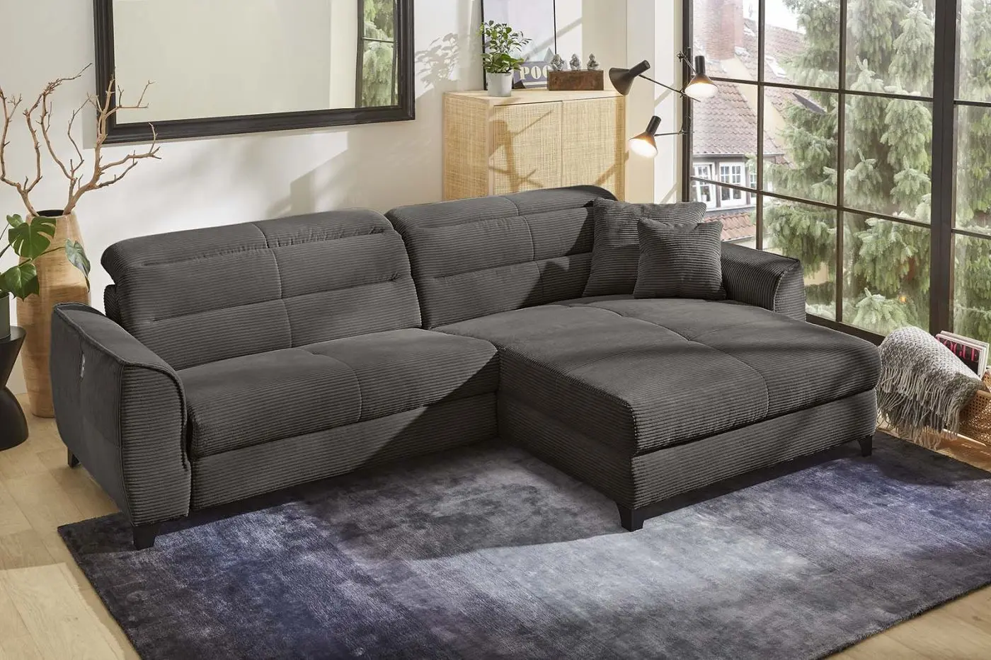 Wohnlandschaft Double-One Cord grau