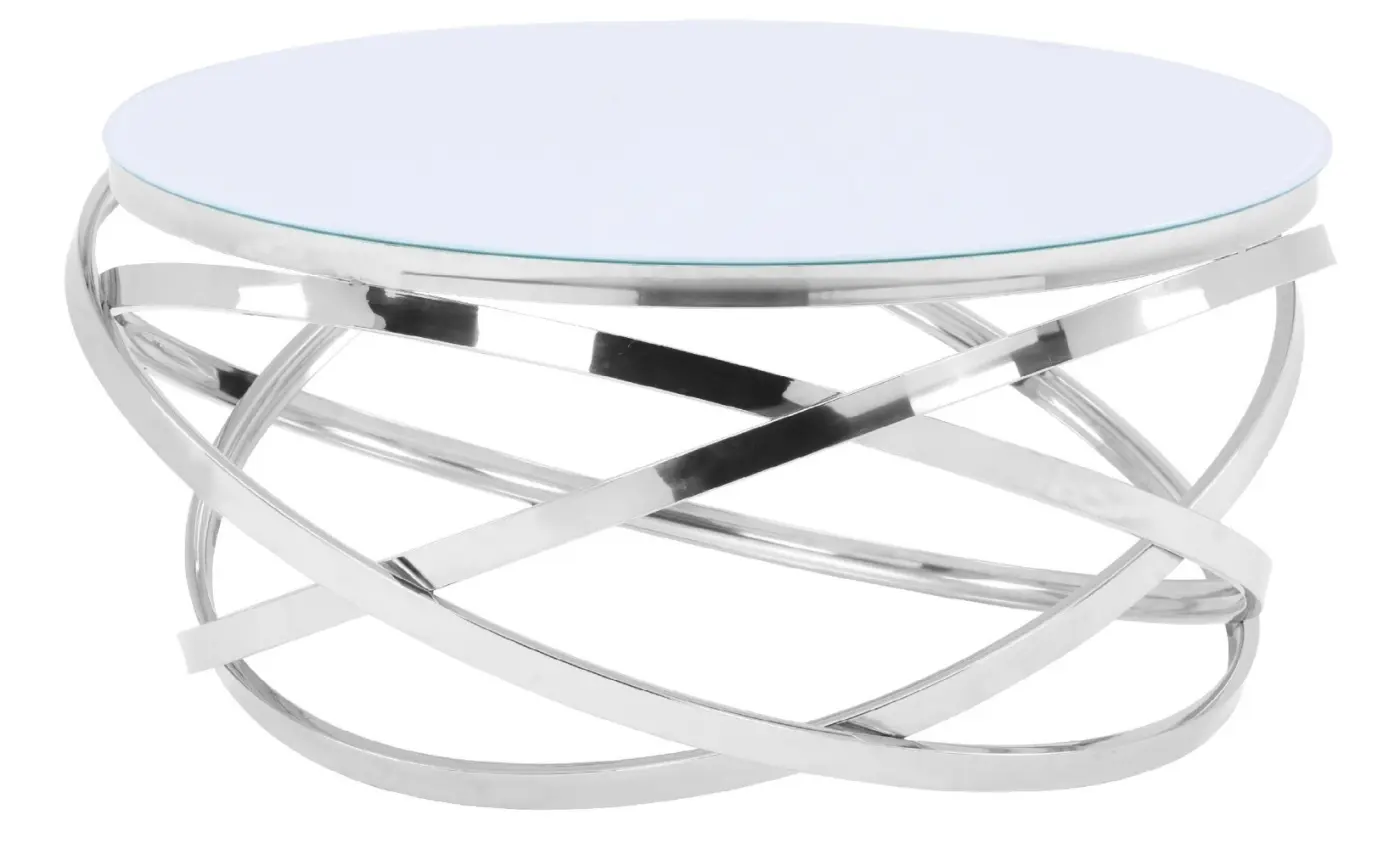Couchtisch C61 rund mit Weißglas-Platte