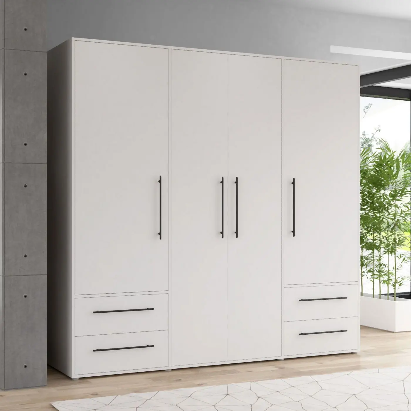 Drehtürenschrank Mokkaris 4-türig weiß Drehtürenschrank Mokkaris 4-türig