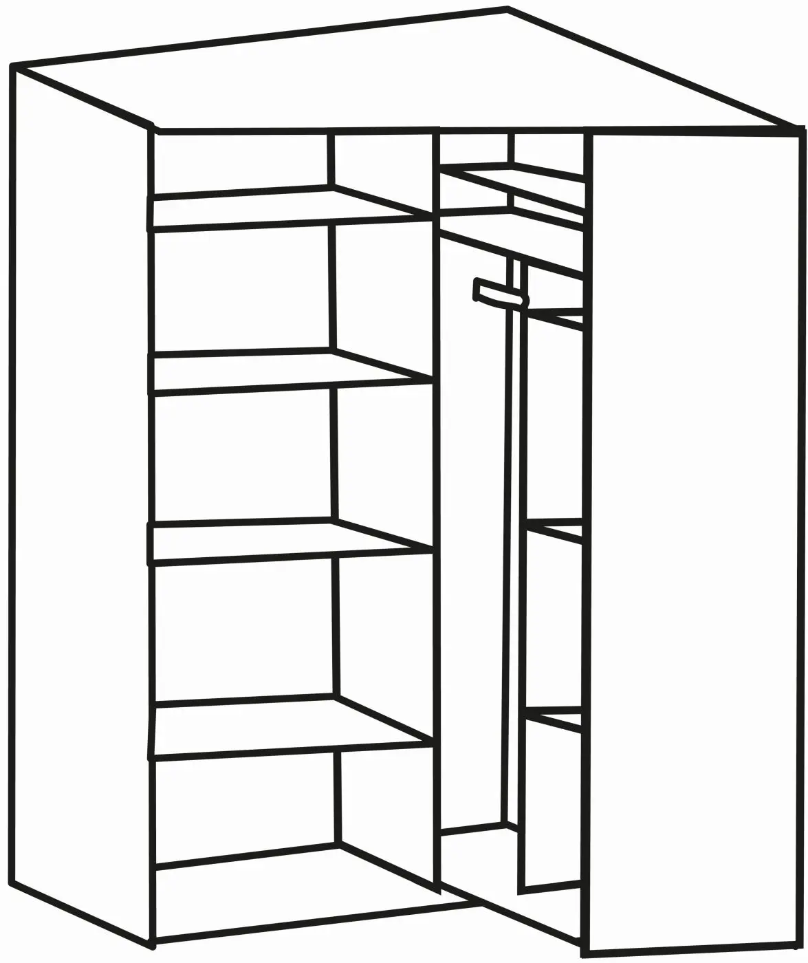 Eckschrank New York 2-türig weiß/Plankeneiche
