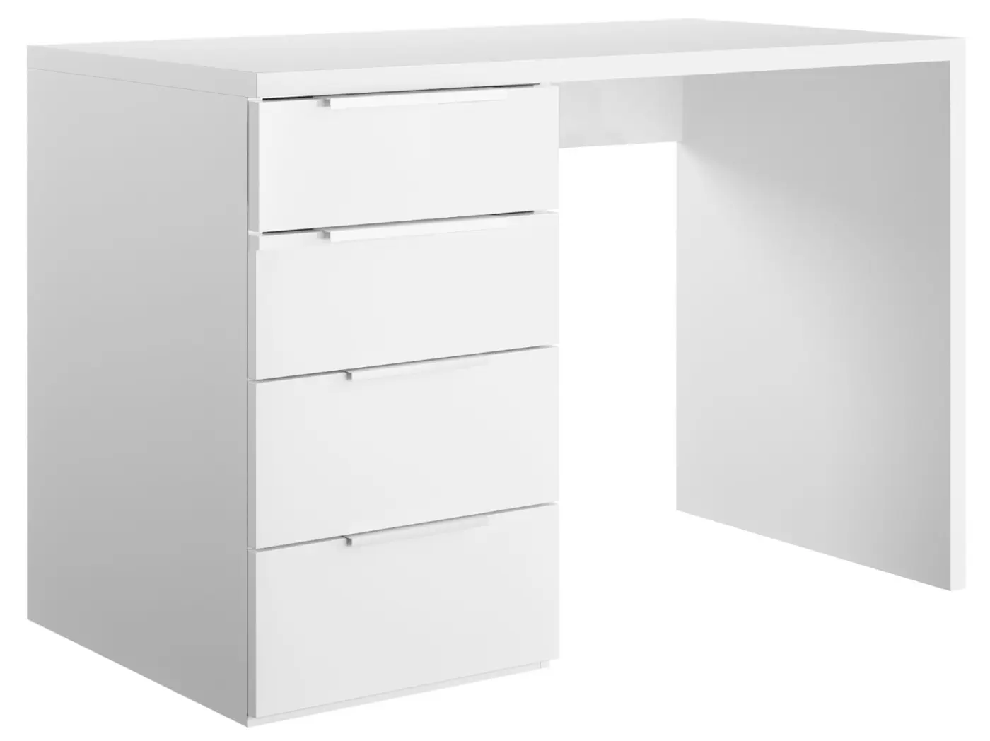 Schreibtisch Espresso 4 Schubkästen weiß matt