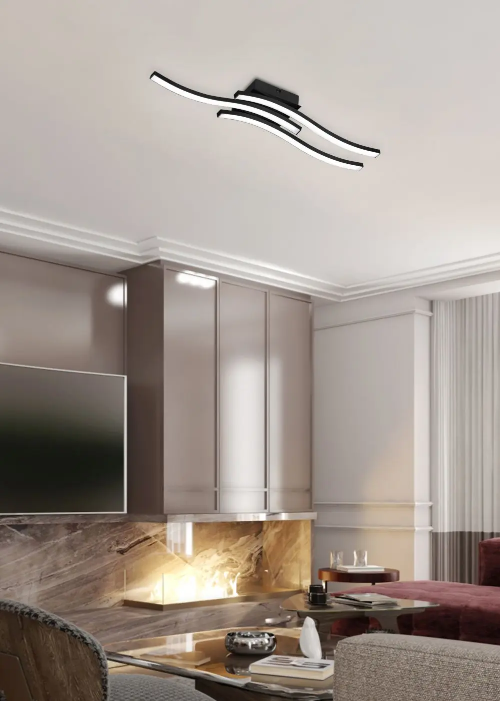 LED-Deckenleuchte Route 3-flg.