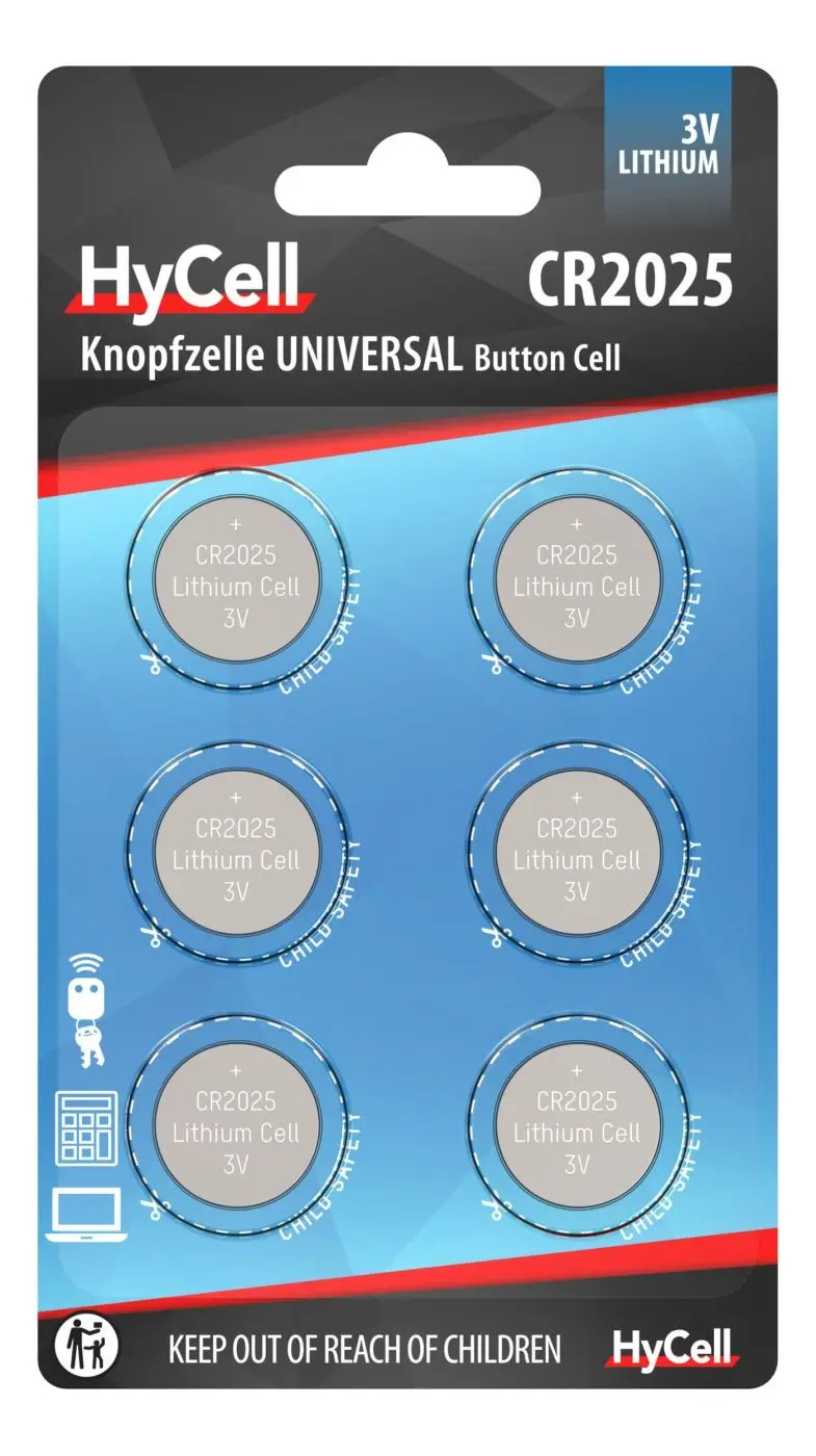 Hycell Lithium Knopfzelle CR2025 6er-Set