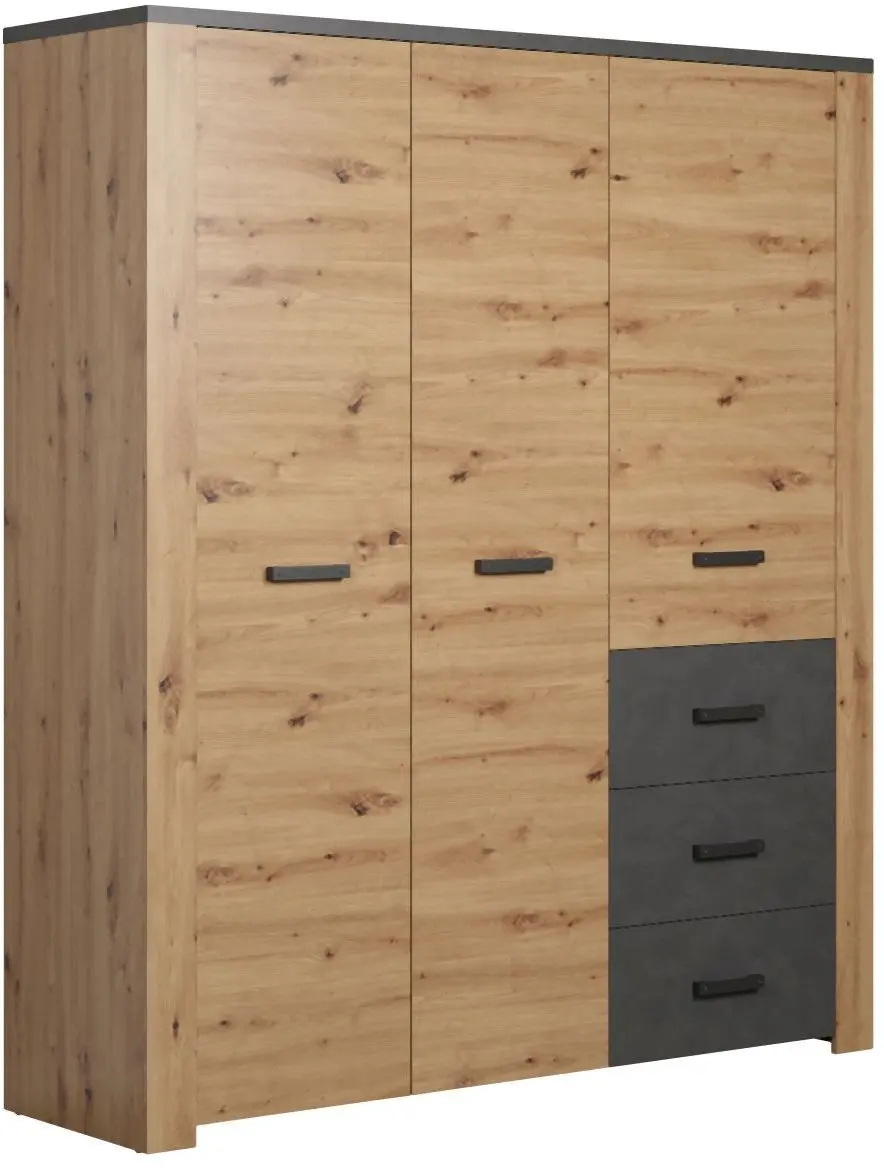 Kleiderschrank Follow 3-türig Artisan Eiche / Matera