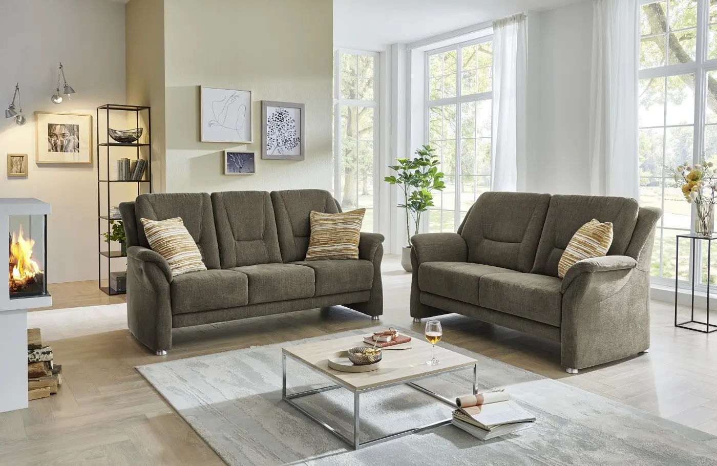 3-Sitzer couchliebe. LS404620 braun mit Zusatzfunktionen