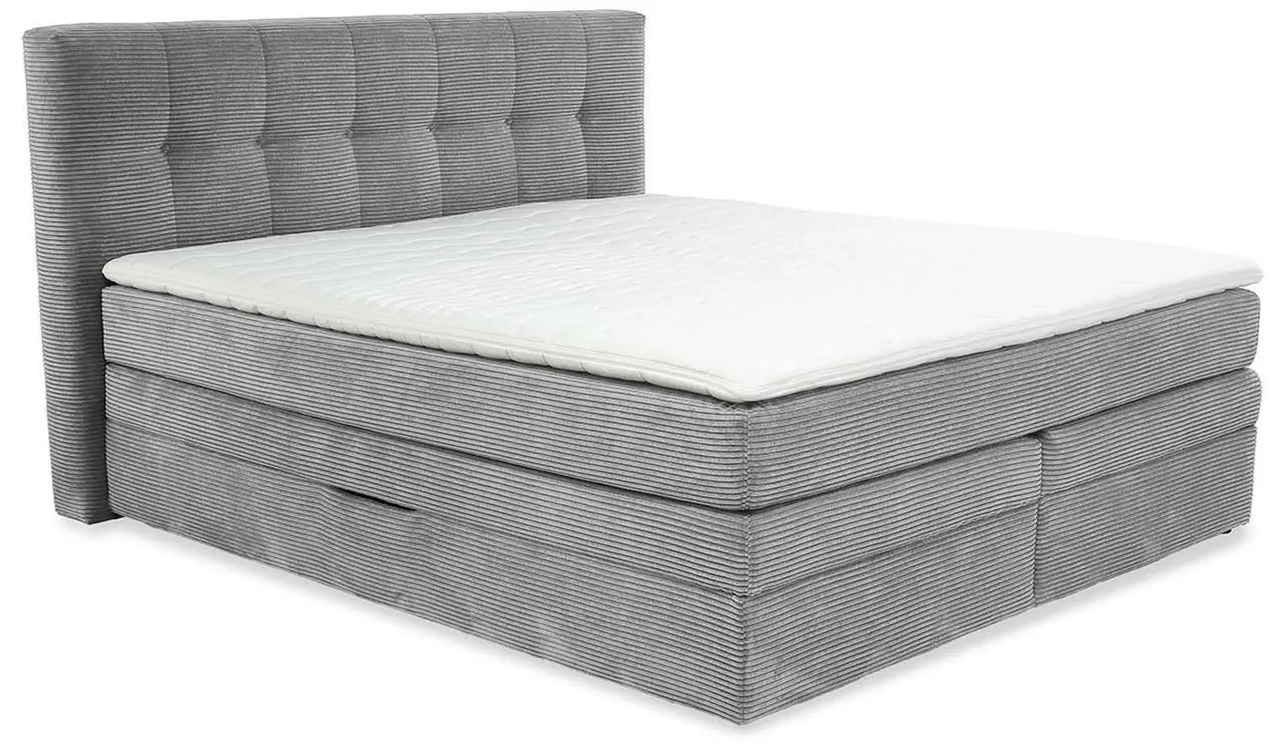 Boxspringbett Amy 180 x 200 cm Cord hellgrau