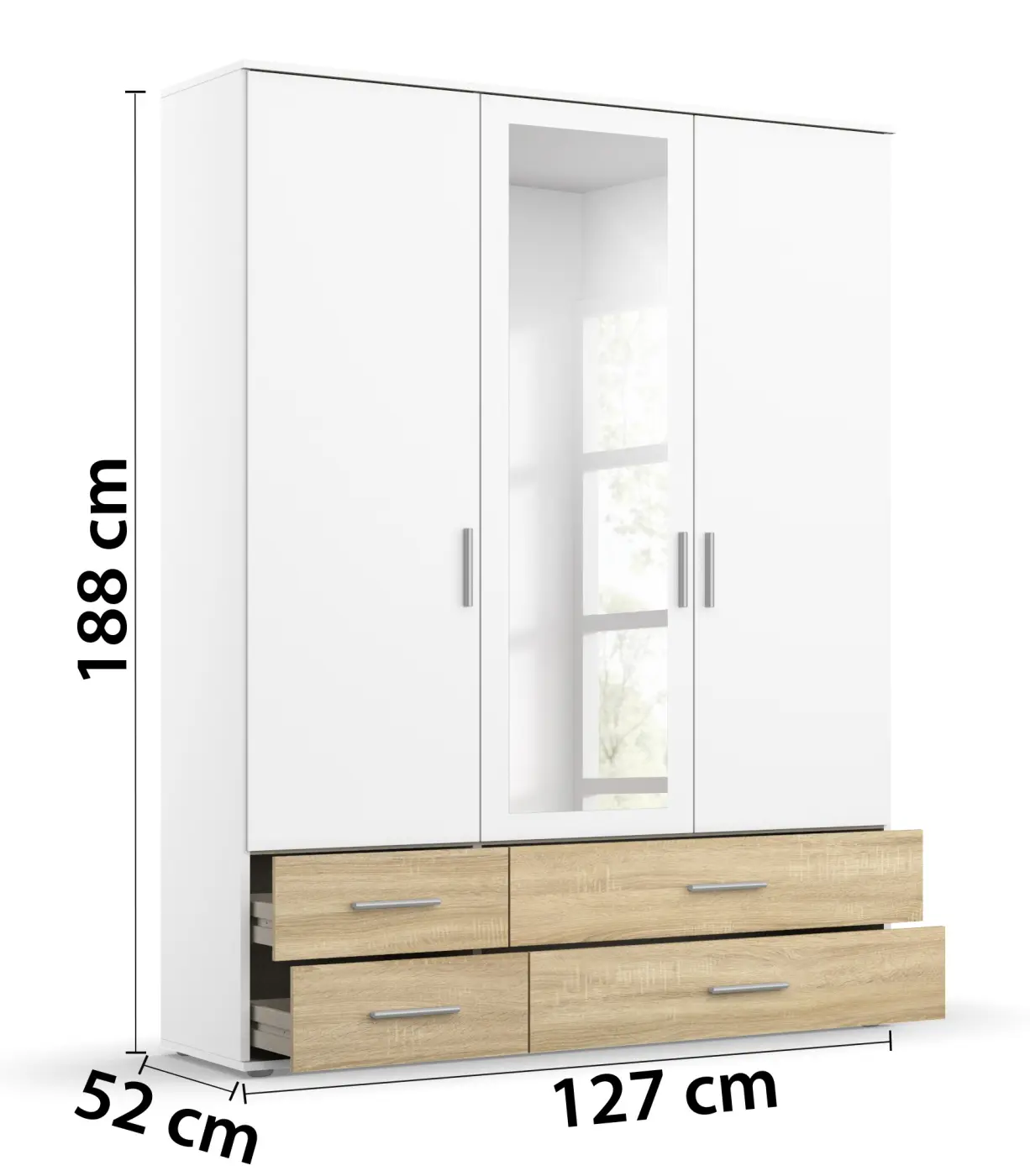 Drehtürenkleiderschrank Rasant 3-türig weiß/Eiche Sonoma