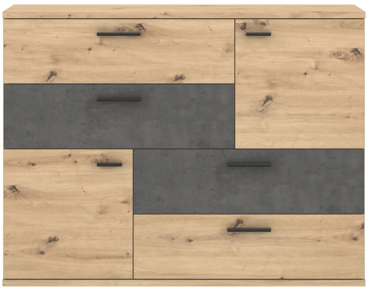 Kommode Skive Artisan Eiche/ Betonoptik