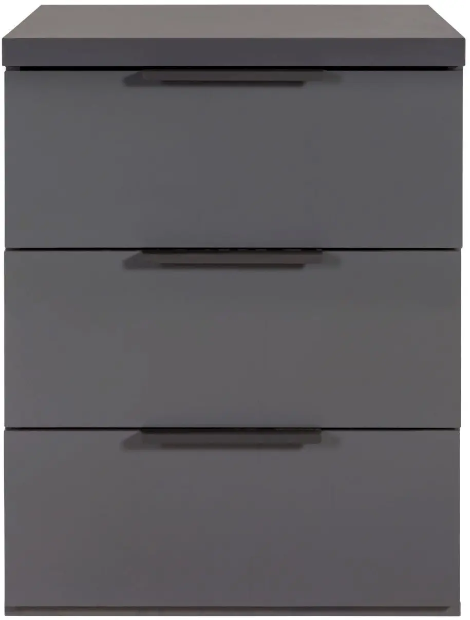 Boxspring-Nachtkommode Mundi grau Hochglanz