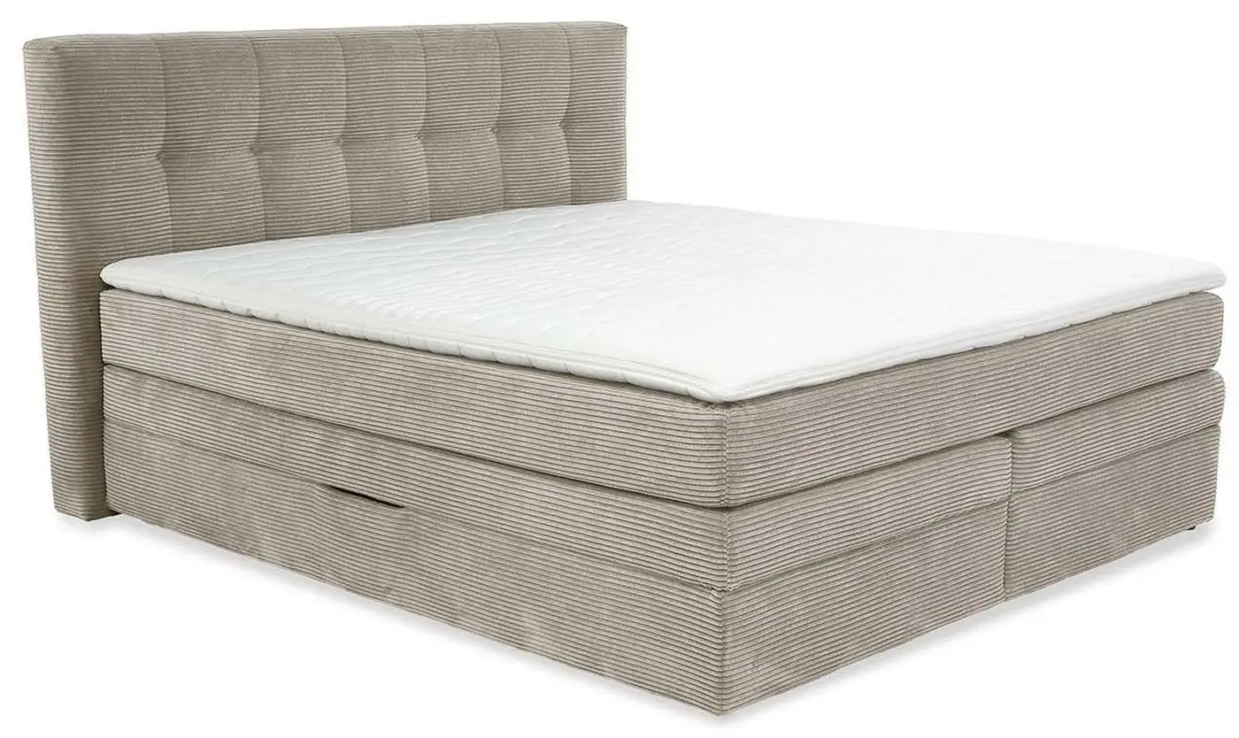 Boxspringbett Amy 180 x 200 cm Cord hellgreige