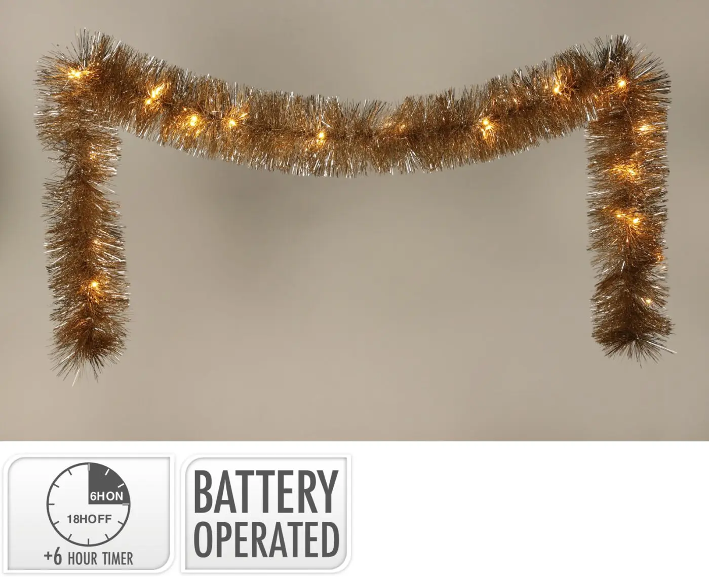 Weihnachtsgirlande beleuchtet 270 cm champagner