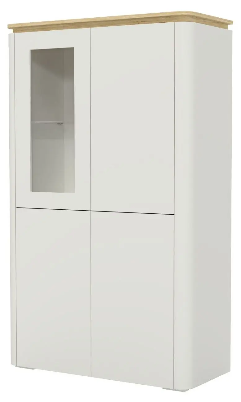 Highboard Namur weiß matt/Eiche hell mit Beleuchtung