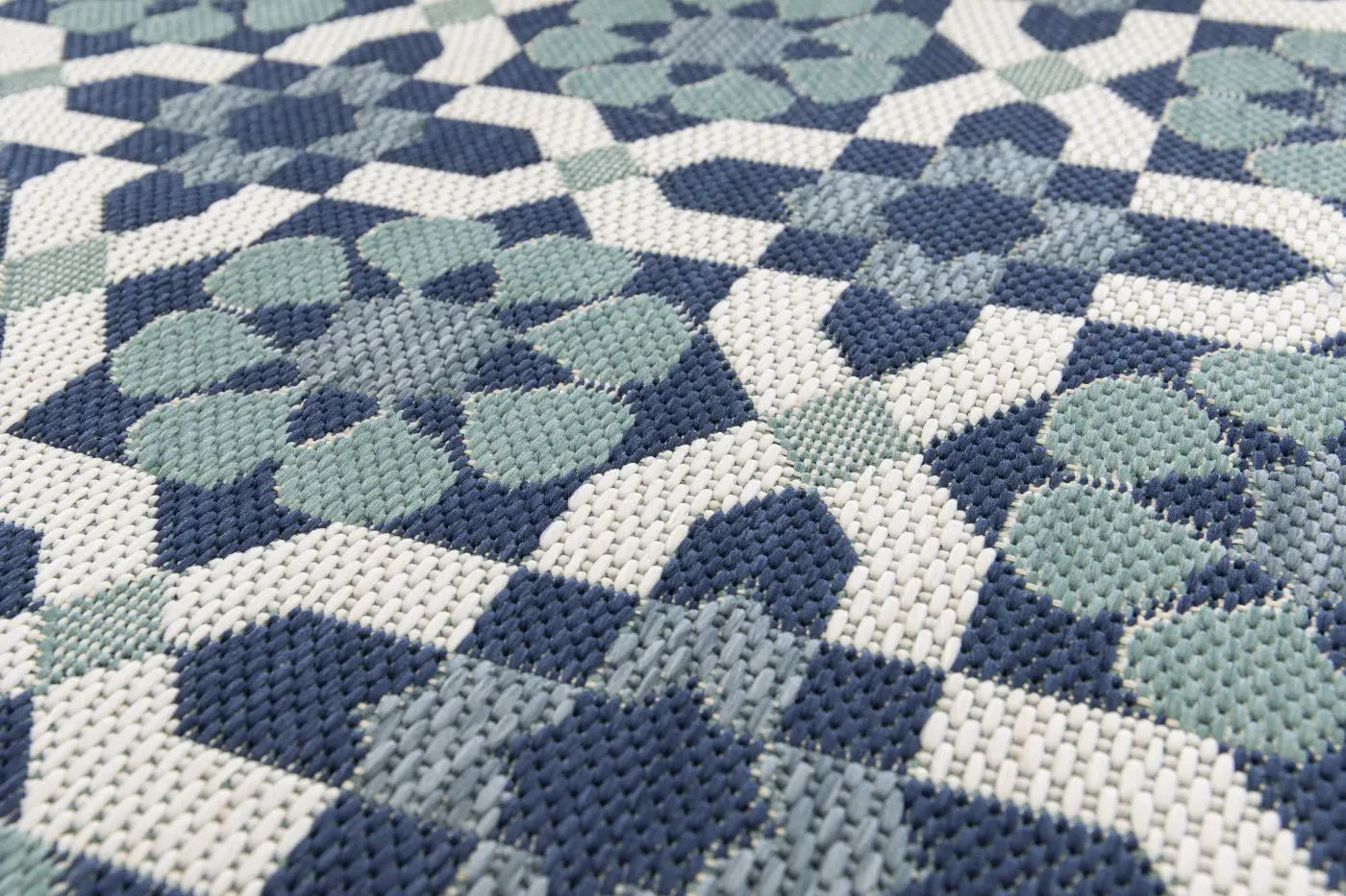 Küchenläufer Star 80 x 200 cm weiß, blau