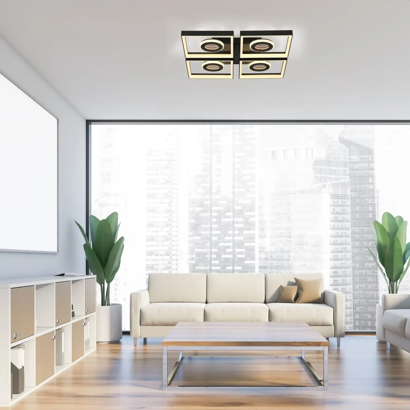 Hofstein LED Deckenleuchte Verstellbar – Modernes Design Für Wohnzimmer, Schlafzimmer & Mehr, Nickel-matt/weiß