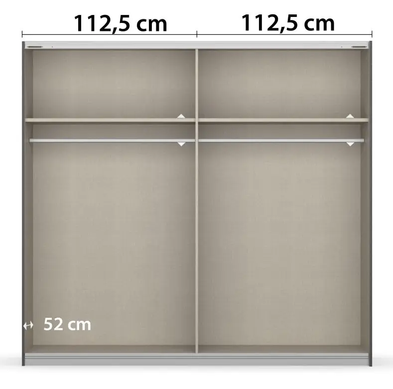 Schwebetürenschrank Barea 2-türig grau