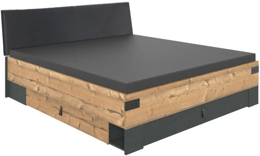 Bett Stockholm 180 x 200 cm Silber Fir/graphit