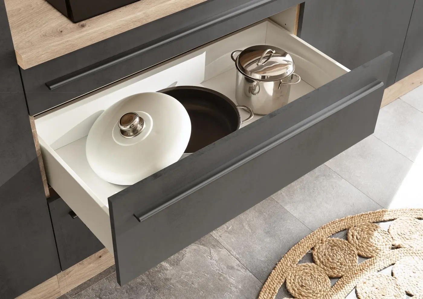 Küchenblock Linus Artisan Eiche/Betonoptik mit E-Geräten